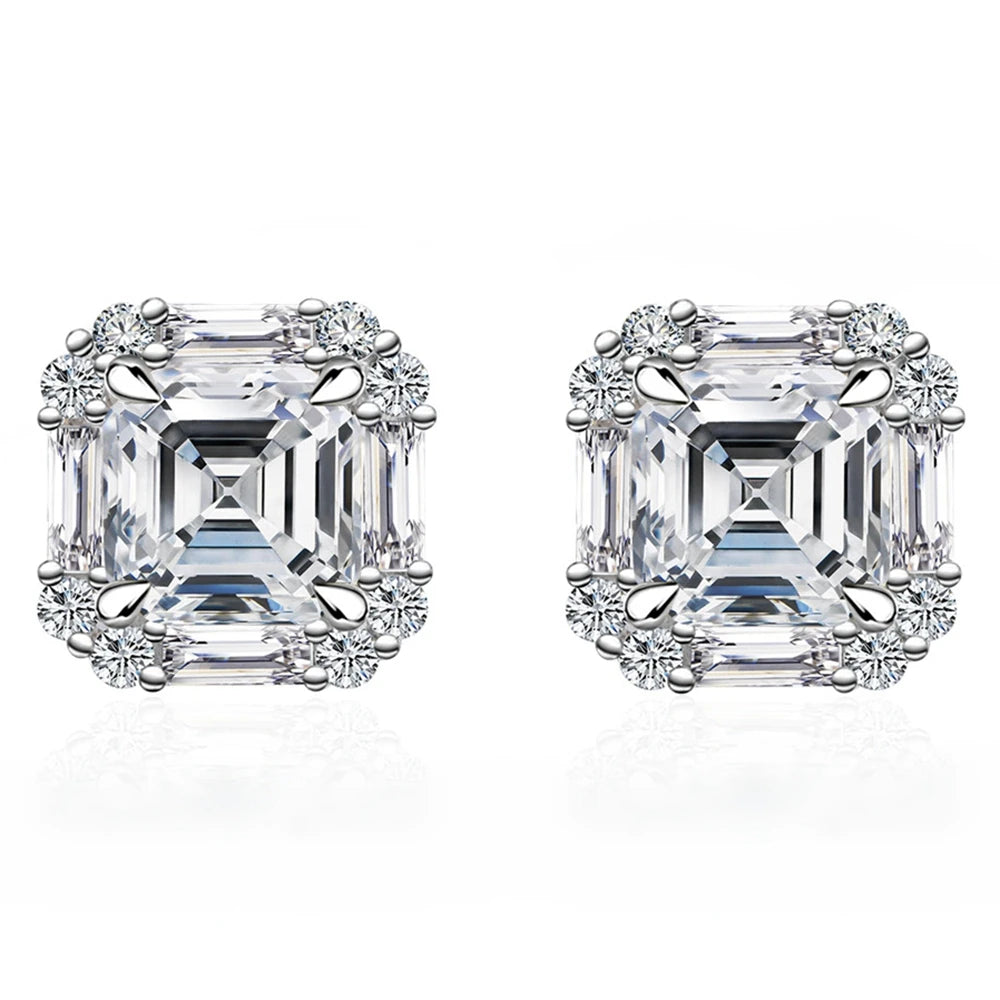 GRA VVS D Color 6MM Real Moissanite Diamond Gems Studs Earrings 925 Sterling Silver