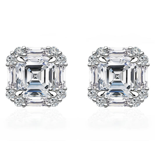 GRA VVS D Color 6MM Real Moissanite Diamond Gems Studs Earrings 925 Sterling Silver