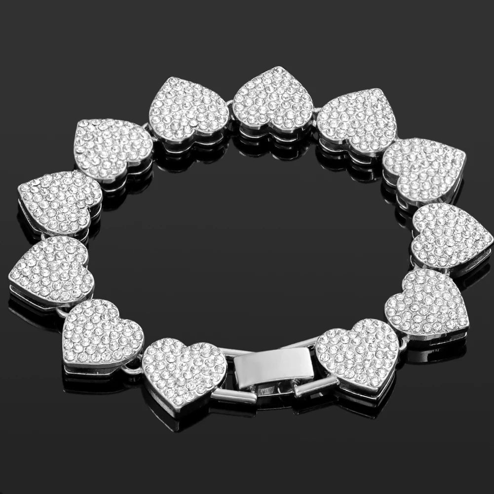 Iced Out Chain Cuban Bracelet Full Rhinestone