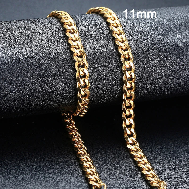 Cuban Chain Necklaces, Stainless Steel Curb Link Chain Collar,