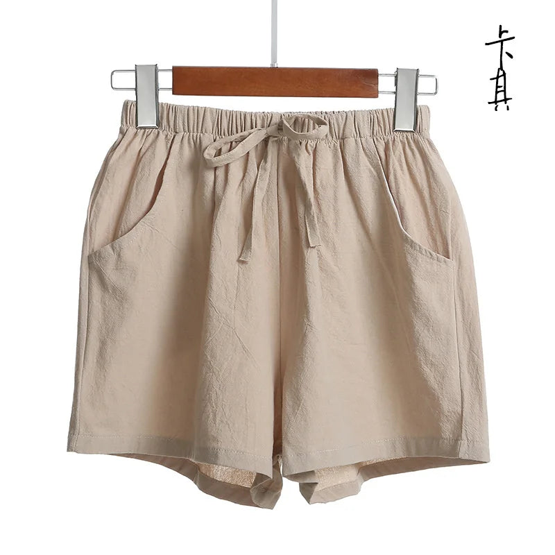 Cotton Linen Shorts Women Casual Workout Shorts