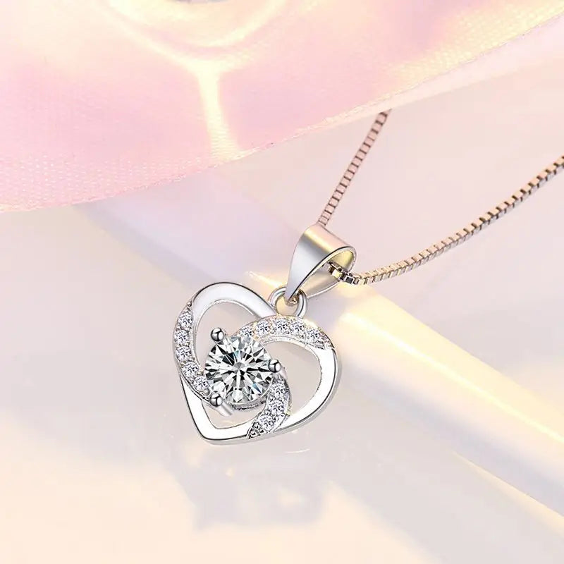 925 Sterling Silver Heart Shaped Moissanite Necklace