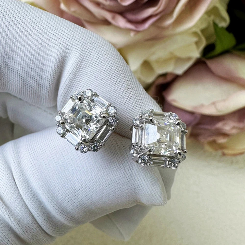 GRA VVS D Color 6MM Real Moissanite Diamond Gems Studs Earrings 925 Sterling Silver