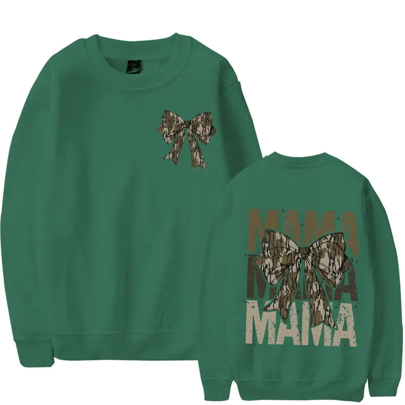 Mama Camo Bow Oversized Sweatshirts