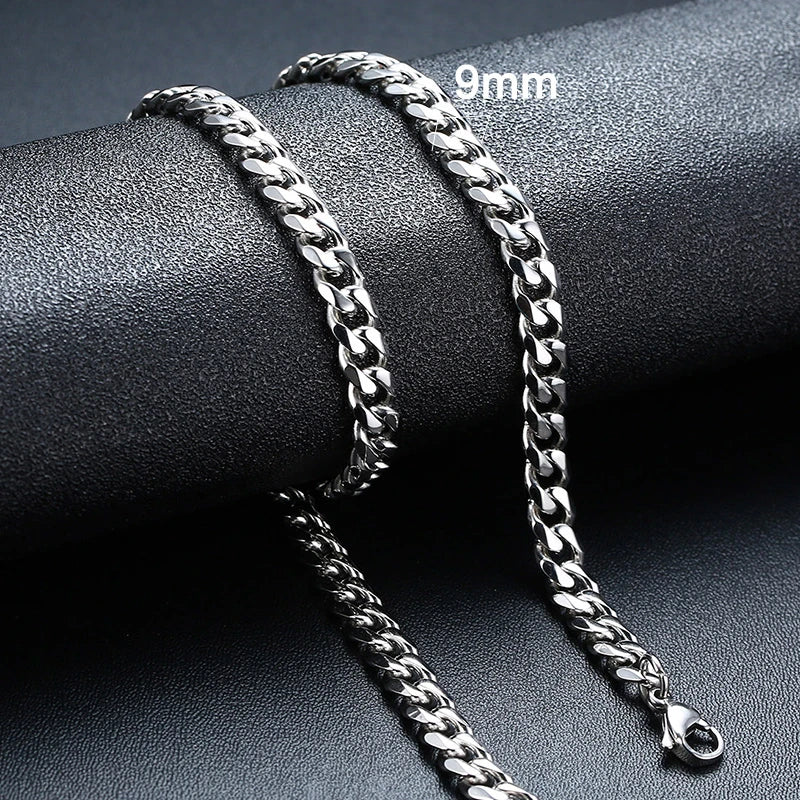 Cuban Chain Necklaces, Stainless Steel Curb Link Chain Collar,