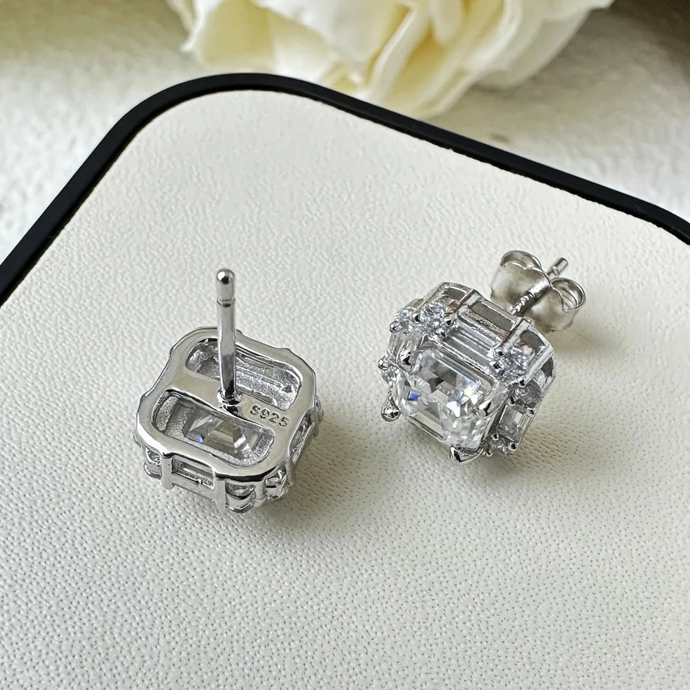 GRA VVS D Color 6MM Real Moissanite Diamond Gems Studs Earrings 925 Sterling Silver