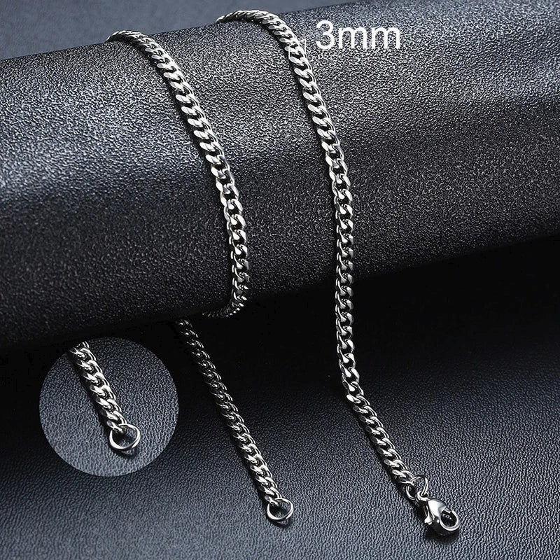 Cuban Chain Necklaces, Stainless Steel Curb Link Chain Collar,