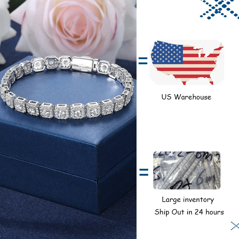 Moissanite Tennis Bracelet GRA Diamond Original 925 Sterling Silver