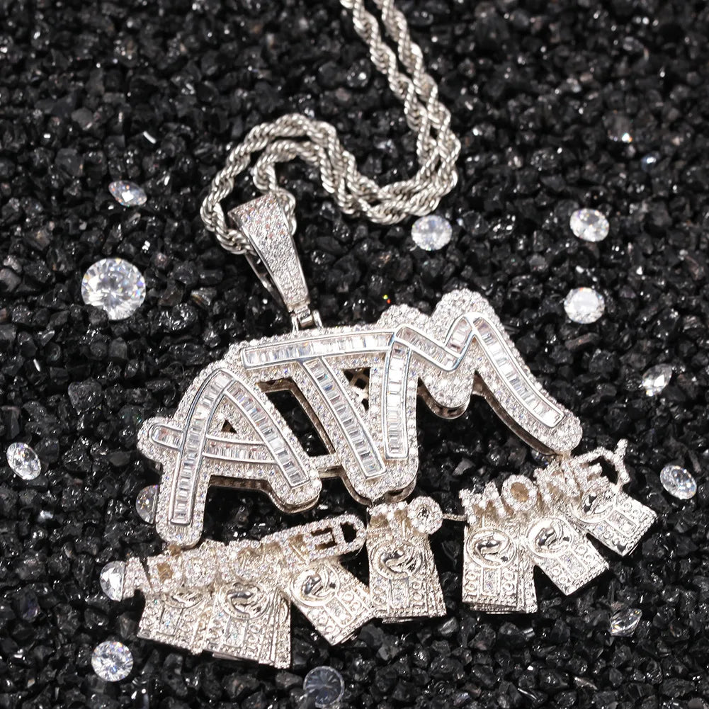ATM Pendant Baguette Pendant AAA Zircon Full Iced Out Necklace