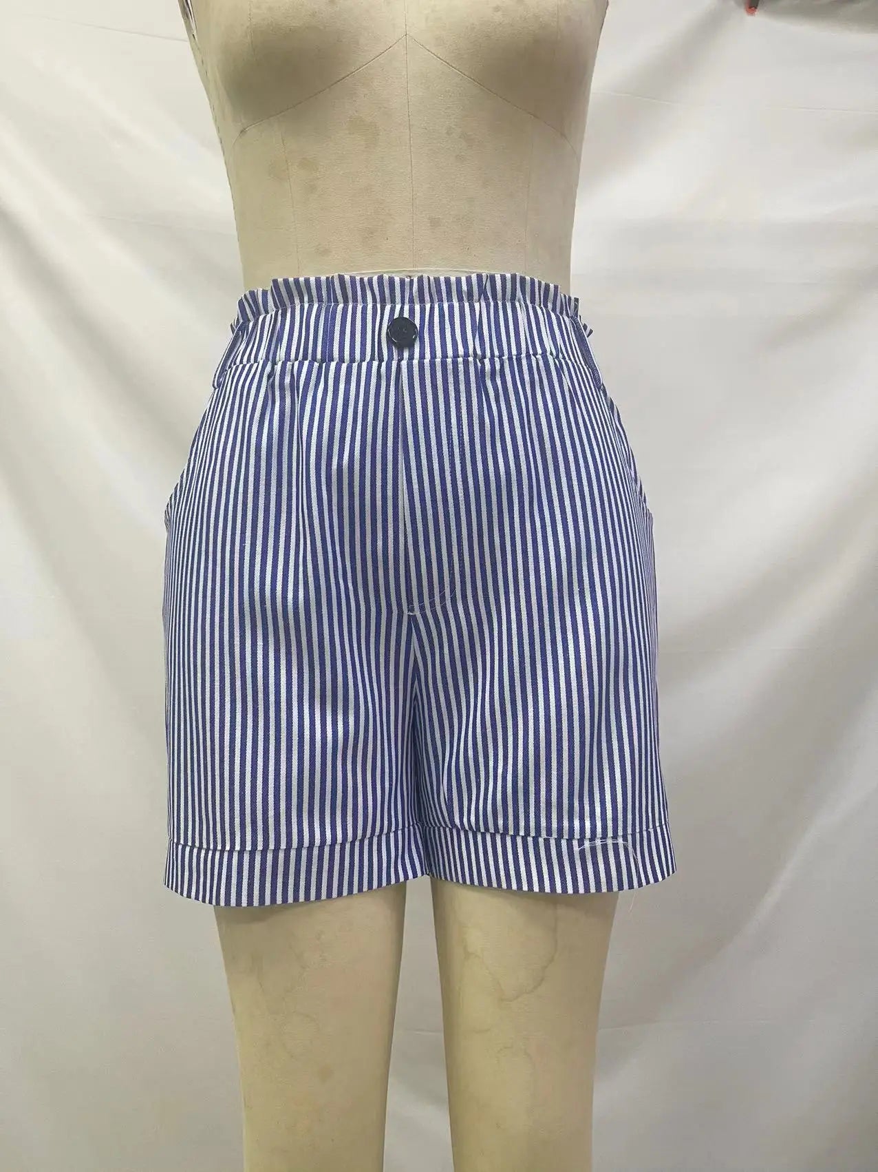 New summer casual pocket striped casual shorts women's wear