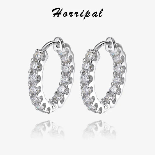 Moissanite Hoop Earrings 2.6ct D Color Sparkling Diamond with GRA s925 Sterling Sliver Plated 18k Gold