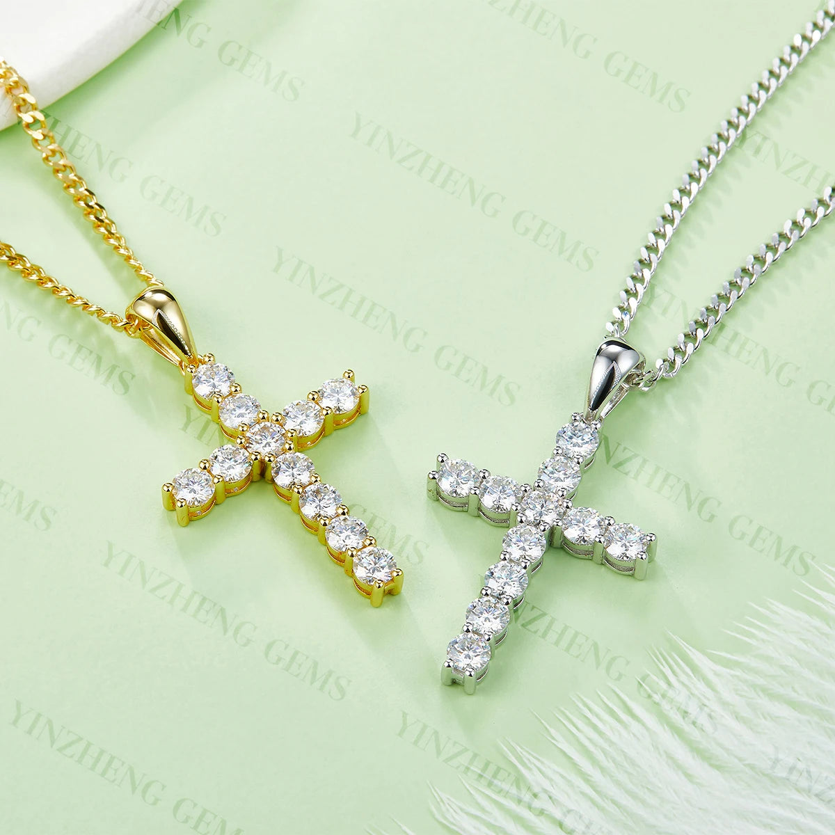 Moissanite Jewelry 925 Sterling Silver Cross Pendant D VVS