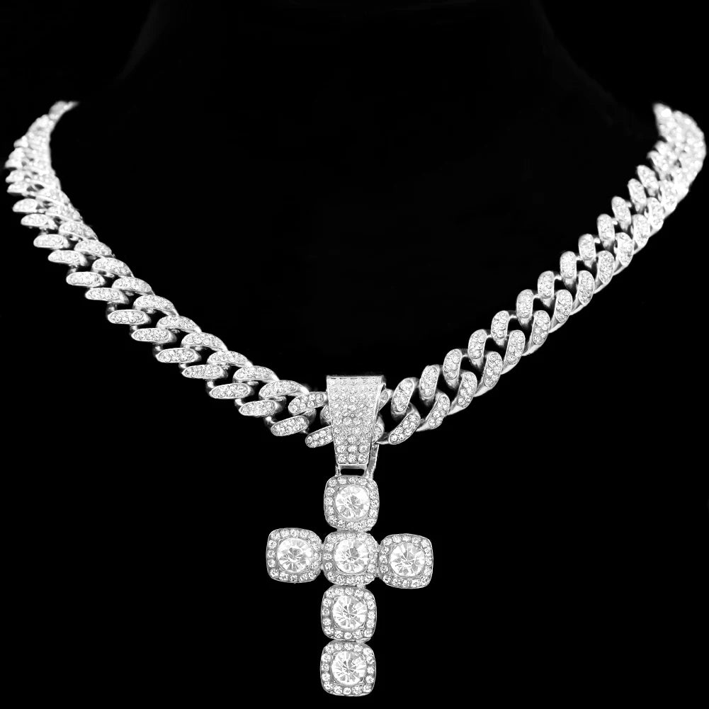 Men Women Necklace CZ Stainless steel Chain Necklace Pendant