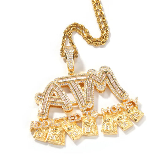 ATM Pendant Baguette Pendant AAA Zircon Full Iced Out Necklace