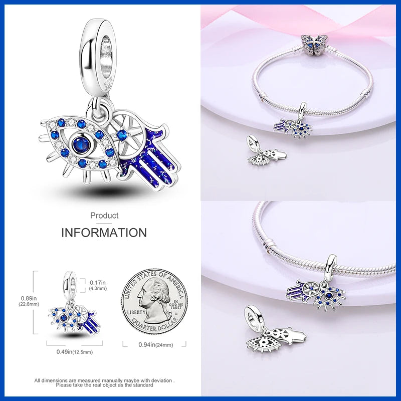 100% Real 925 Sterling Silver Classic Devil's Eye Charms