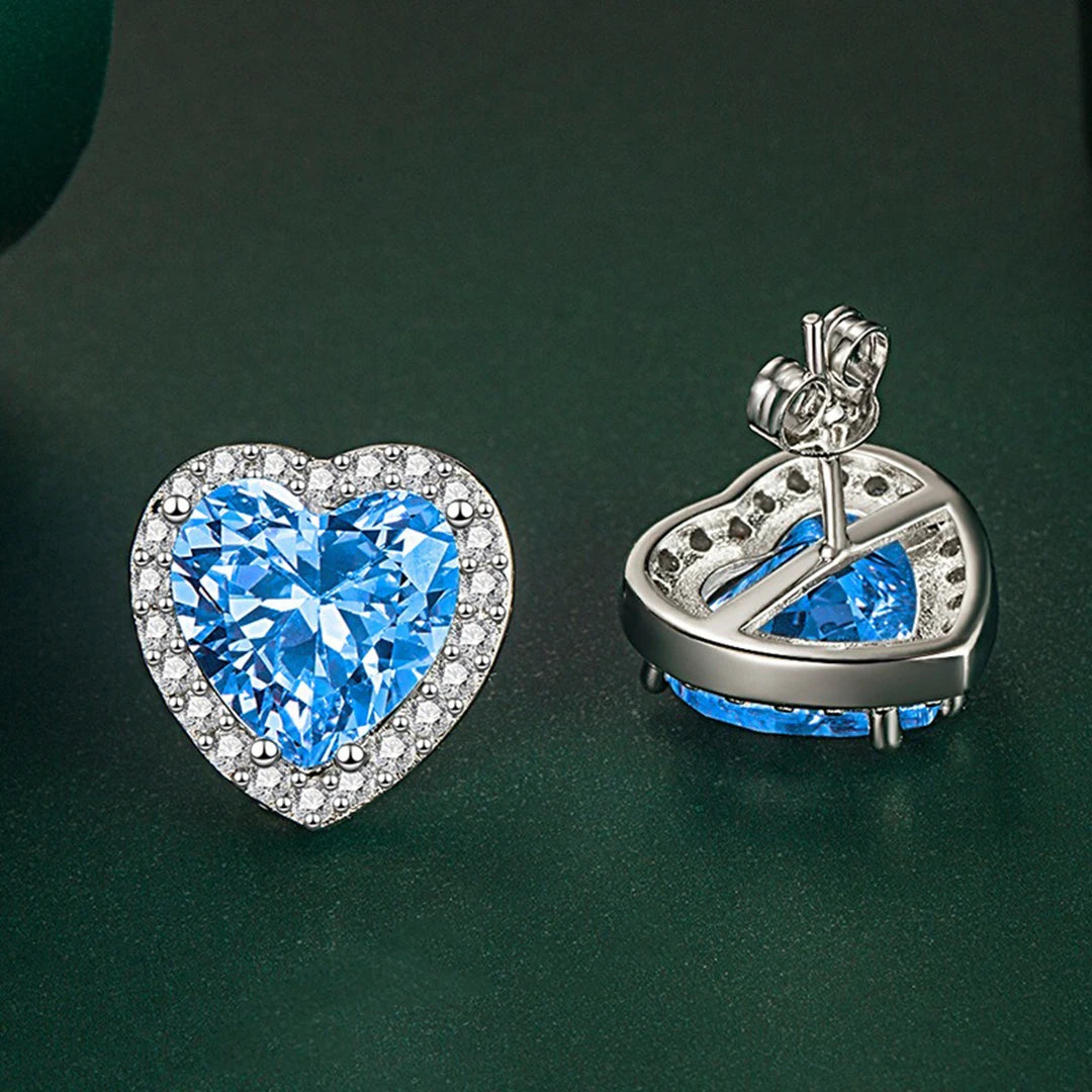 Heart-shaped Moissanite 925 silver jewelry earrings