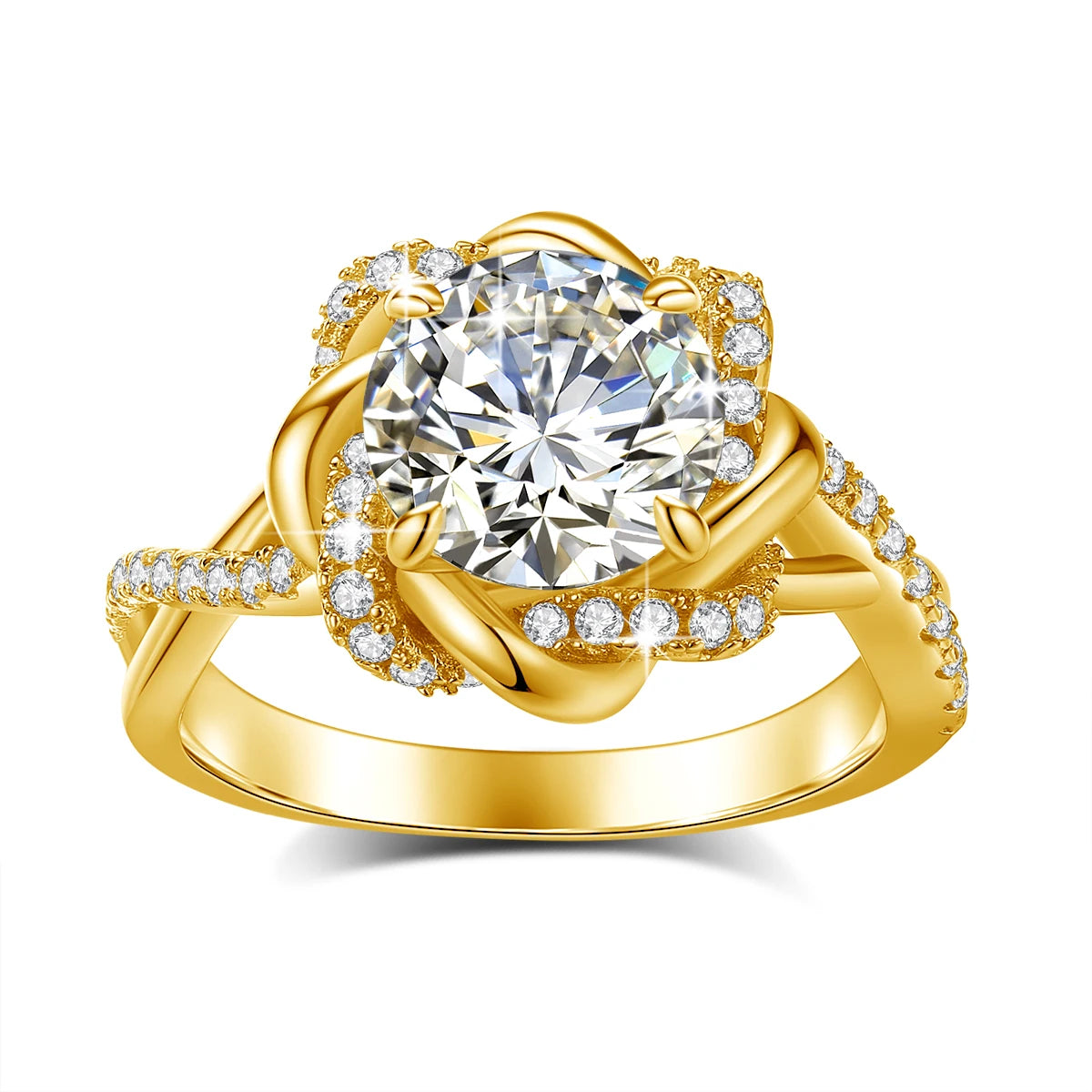 Szjinao Star Of David 3ct Moissanite Ring Yellow Gold With Certificate High Quality Wedding Party Jewelry For Women New Product
