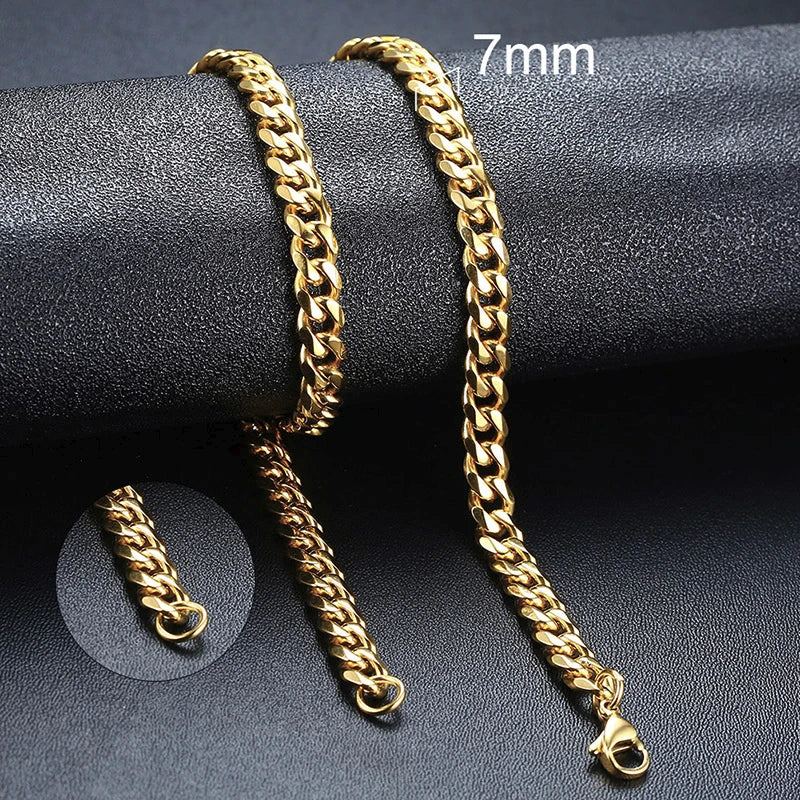 Cuban Chain Necklaces, Stainless Steel Curb Link Chain Collar,