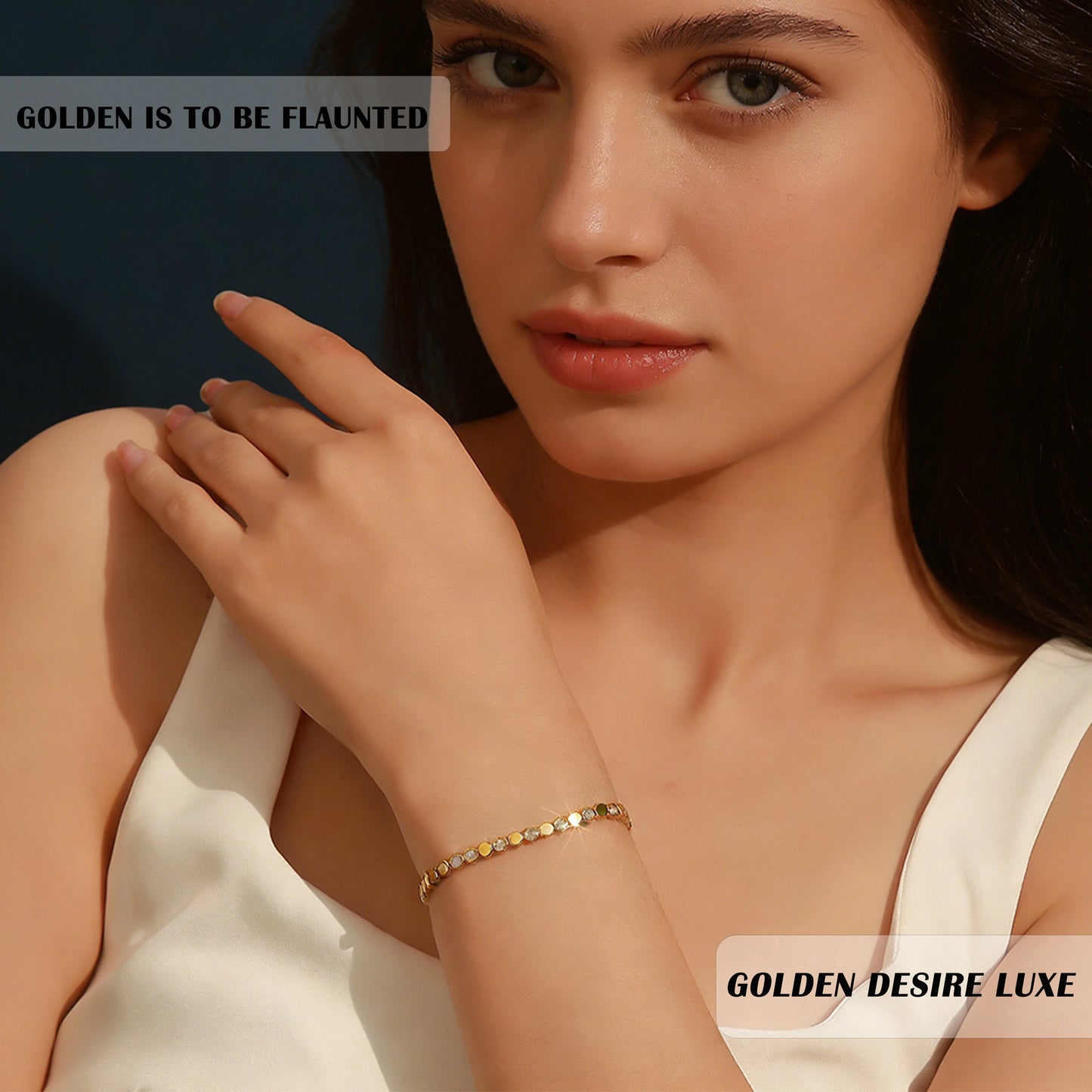 925 Sterling Silver 14K Gold Plated Moissanite Hexagon Tennis Bracelet