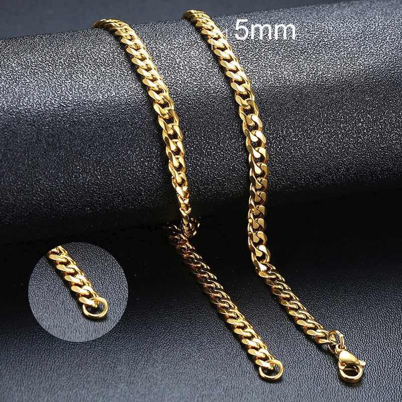 Cuban Chain Necklaces, Stainless Steel Curb Link Chain Collar,