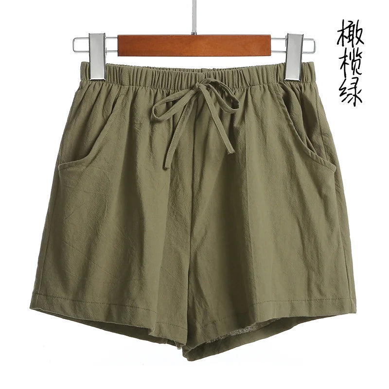 Cotton Linen Shorts Women Casual Workout Shorts