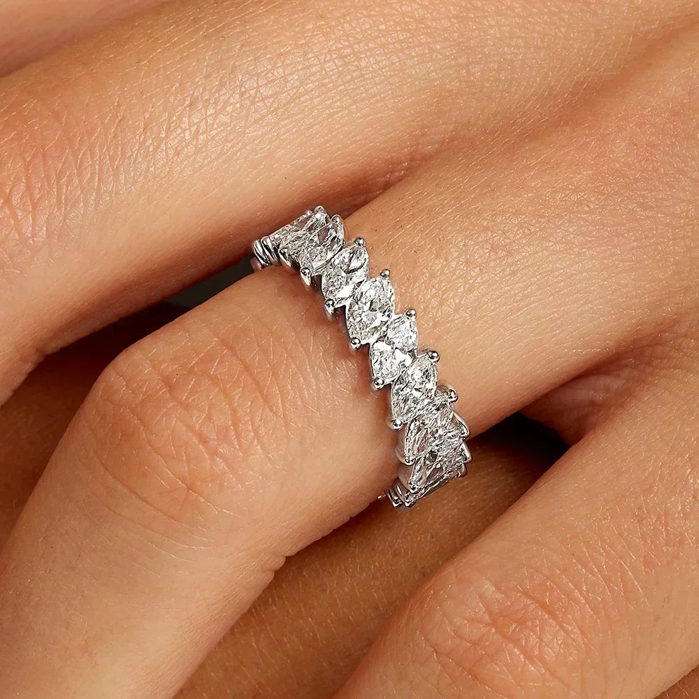 Marquise Cut Moissanite Eternity Ring Band