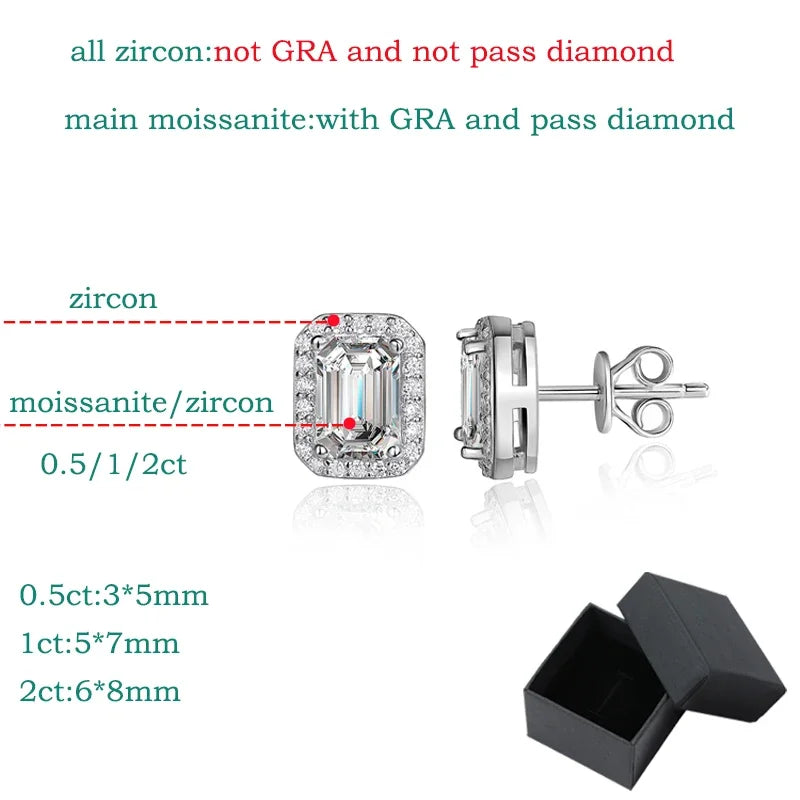 0.5CT 1CT 2CT Moissanite Stud Earrings