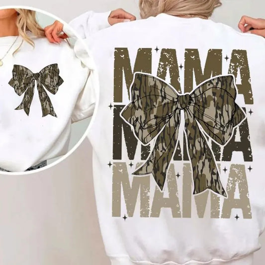 Mama Camo Bow Oversized Sweatshirts