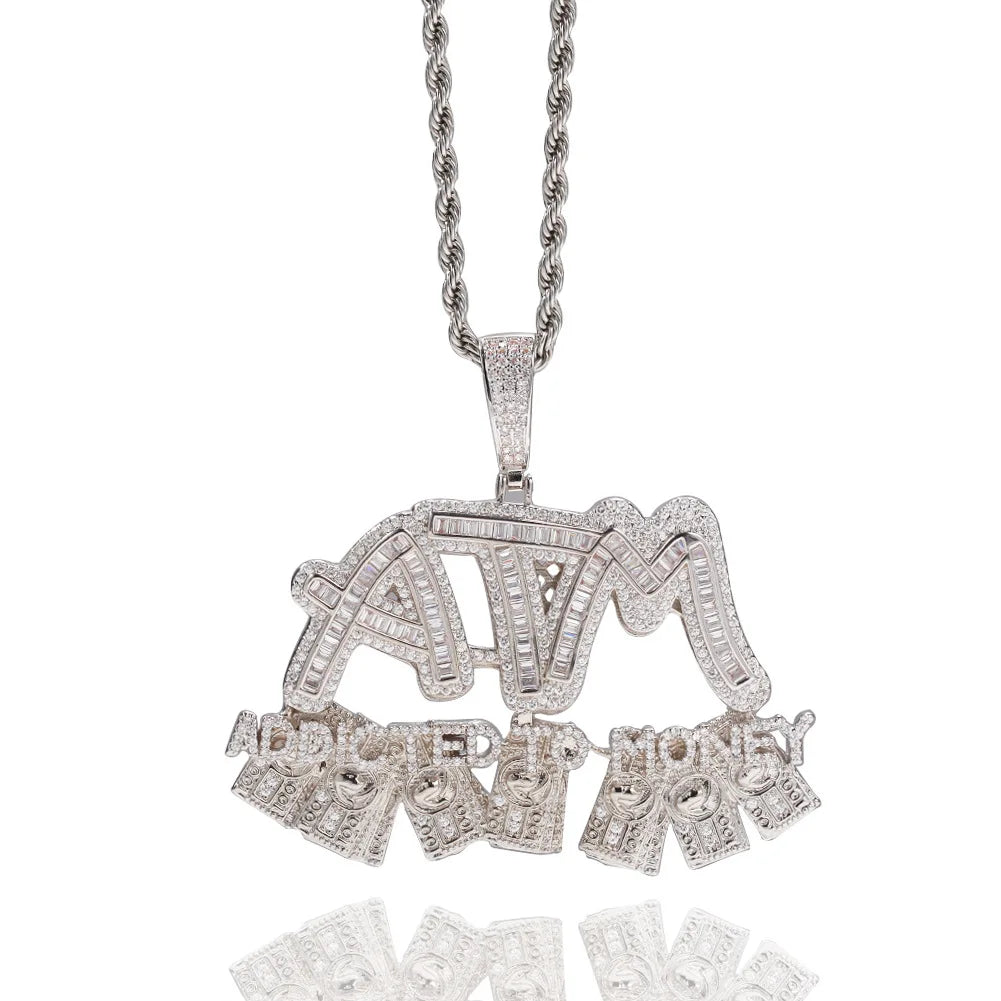 ATM Pendant Baguette Pendant AAA Zircon Full Iced Out Necklace