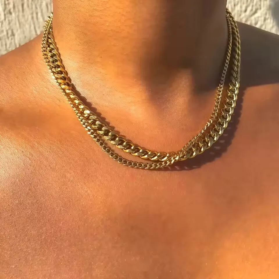 Cuban Chain Necklaces, Stainless Steel Curb Link Chain Collar,