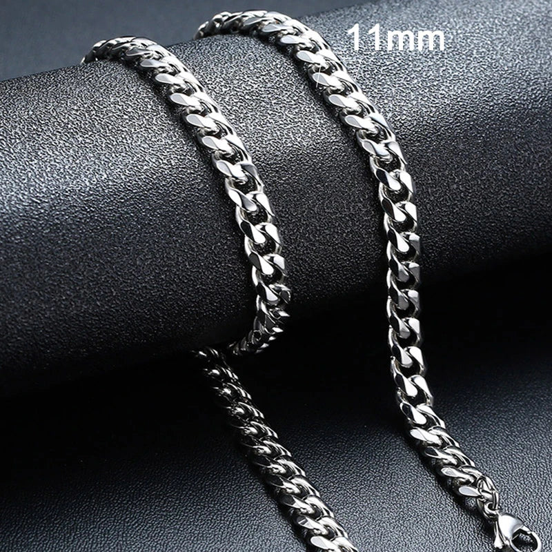 Cuban Chain Necklaces, Stainless Steel Curb Link Chain Collar,